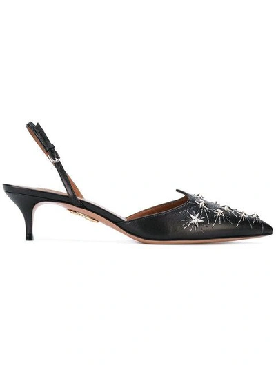 Shop Aquazzura Cosmic Star Slingbacks In Black