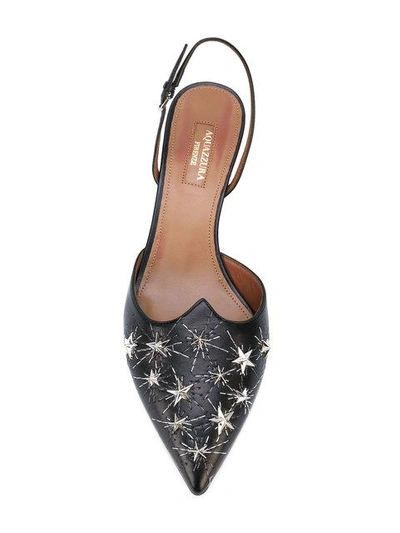 Shop Aquazzura Cosmic Star Slingbacks In Black