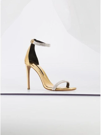 Shop Alexandre Vauthier Rhinestone Embellished Sandals - Metallic