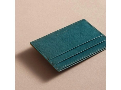 Shop Burberry London Leather Card Case In Dark Teal