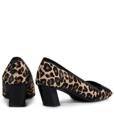 Shop Roger Vivier Belle Vivier Graphic Pumps In Ponyskin Effect Leather In Beige, Brown, Black