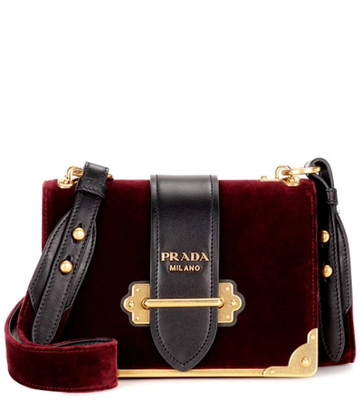 Prada Cahier Small Velvet Shoulder Bag In Red | ModeSens