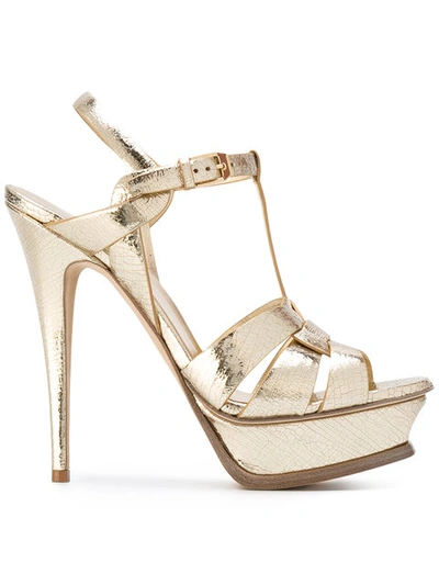 Shop Saint Laurent Classic Tribute 105 Sandals In Gold