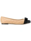 FERRAGAMO quilted contrast ballerinas,PATENTLEATHER100%