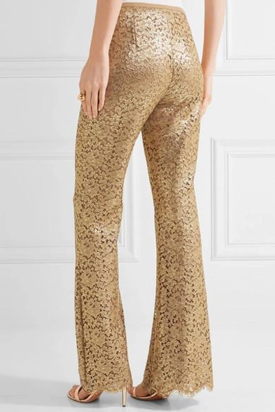 Shop Michael Kors Metallic Guipure Lace Flared Pants