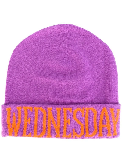 Alberta Ferretti "wednesday"羊毛&羊绒针织帽子 In Purple/orange
