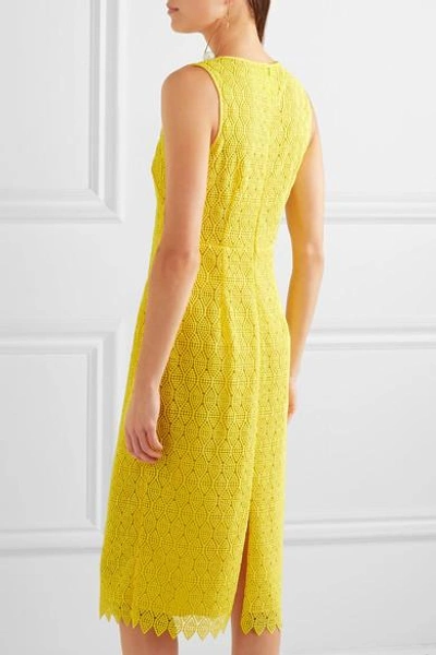 Shop Diane Von Furstenberg Crocheted Lace Dress In Yellow