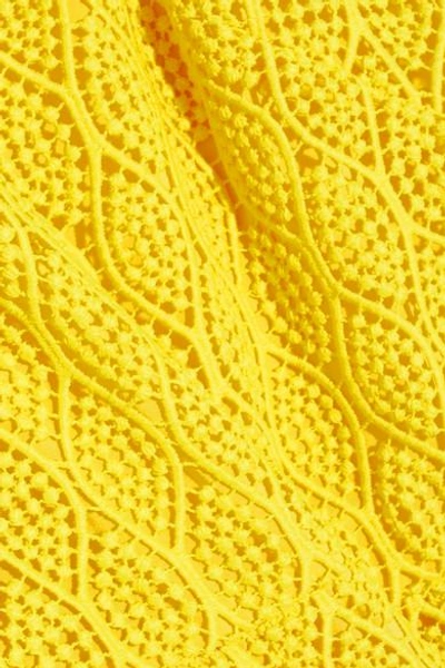 Shop Diane Von Furstenberg Crocheted Lace Dress In Yellow