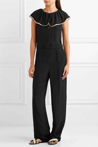 Shop Chloé Ruffled Silk Crepe De Chine Jumpsuit