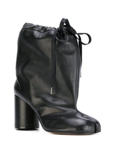 Shop Maison Margiela Tabi Drawstring Ankle Boots - Black