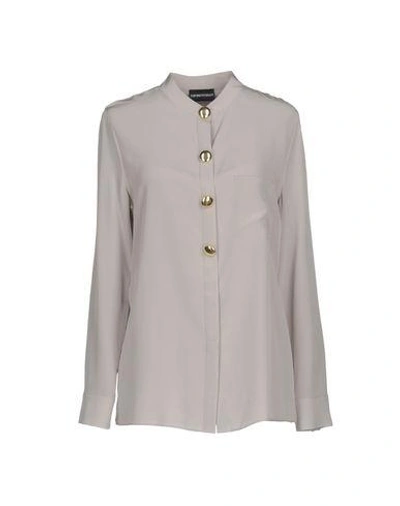 Shop Emporio Armani Silk Shirts & Blouses In Light Grey
