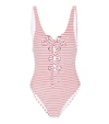 MARA HOFFMAN TERRY LACE-UP MAILLOT,P00245942-2