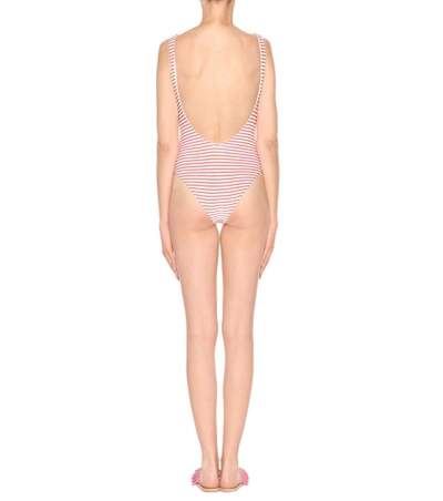 Shop Mara Hoffman Terry Lace-up Maillot In Multicoloured