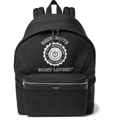 Shop Saint Laurent City Leather-trimmed Printed Canvas Backpack