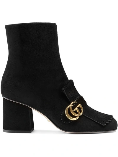 Gucci Black Suede Gg Marmont Boots