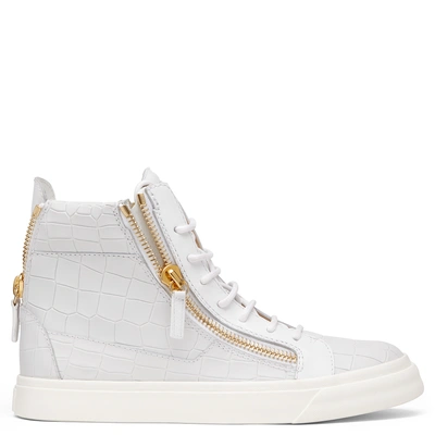 Shop Giuseppe Zanotti - White Calf Leather Sneakers Nicki