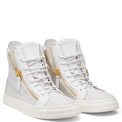 Shop Giuseppe Zanotti - White Calf Leather Sneakers Nicki