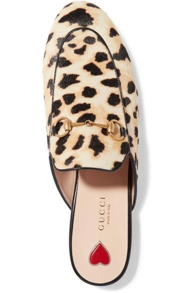 Shop Gucci Princetown Horsebit-detailed Leopard-print Calf Hair Slippers In Leopard Print