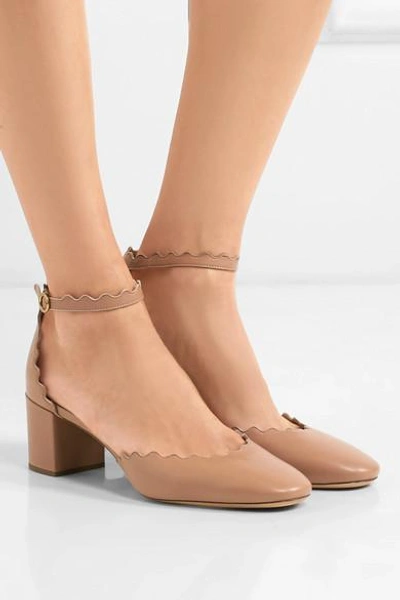 Shop Chloé Lauren Scalloped Leather Pumps