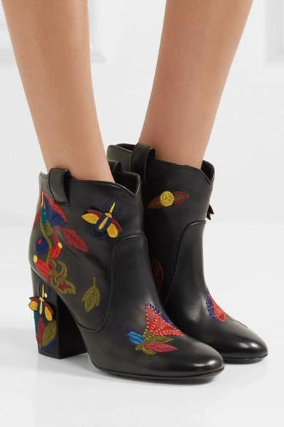 Shop Laurence Dacade Pete Embroidered Leather Ankle Boots
