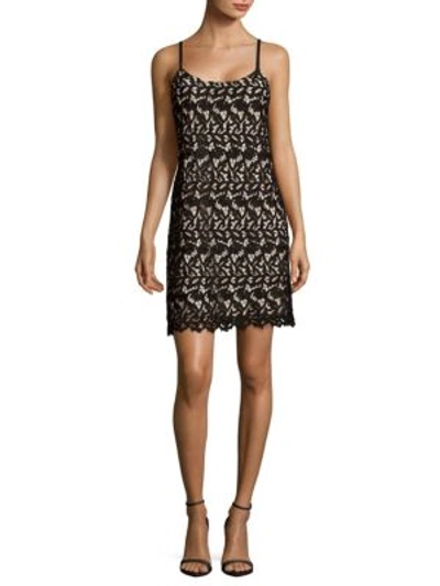 Alice And Olivia Floral-lace Dress In Black Nude