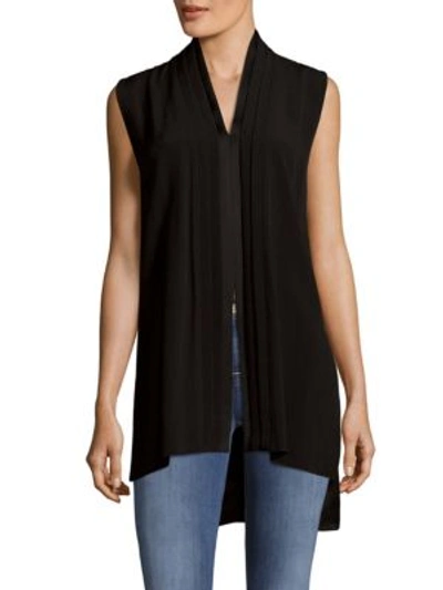 Adam Lippes Solid Sleeveless Pleated Top In Black