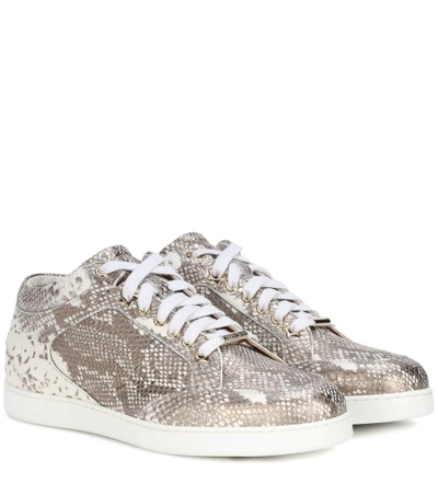 Jimmy Choo Miami Leather Sneakers In Champagee