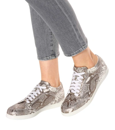 Shop Jimmy Choo Miami Leather Sneakers In Champagee