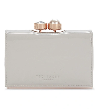 Ted Baker Alix Small Patent Leather Purse In Light Grey