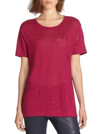 Iro Clay Distressed Tee In Wine