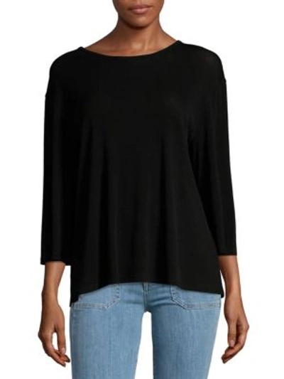 Vince Solid Drop-shoulder Top In Black