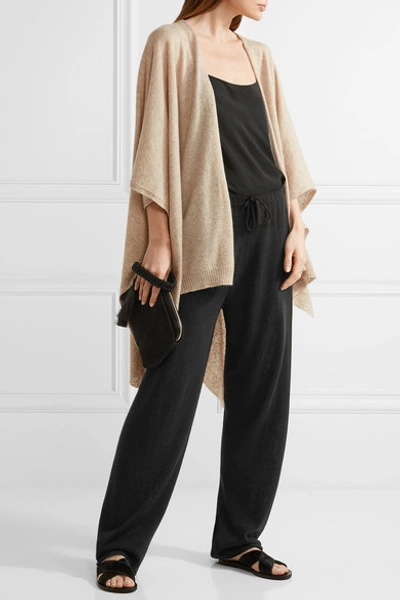 Shop The Row Pepita Cashmere And Silk-blend Pants In Black