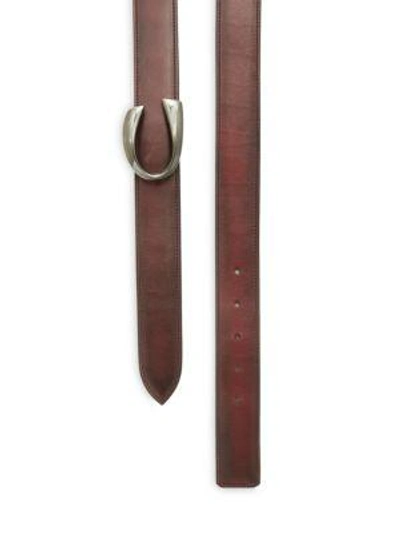 Shop Corthay Men's Lie De Vin Patina Leather Belt In Burgundy