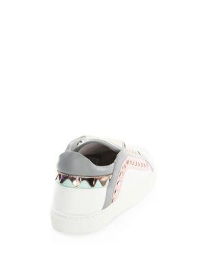 Shop Sophia Webster Riko Leather Low-top Sneakers In White