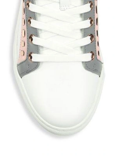 Shop Sophia Webster Riko Leather Low-top Sneakers In White