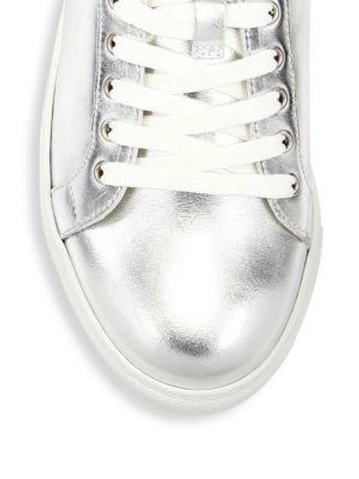 Shop Sophia Webster Bibi Metallic Leather Low-top Sneakers In Silver