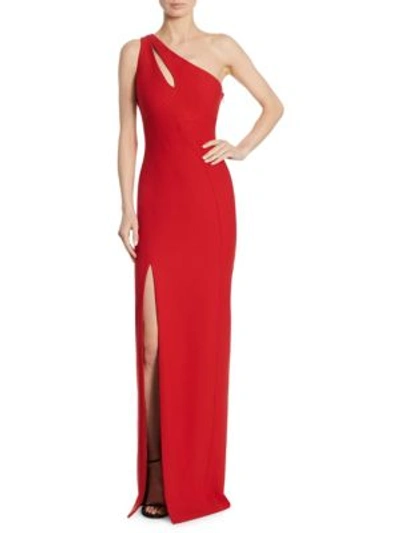 Cinq À Sept Gianna Jolie One-shoulder Gown In Carmine