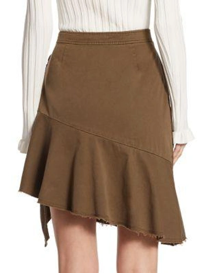 Shop Cinq À Sept Anson Ruffle Twill Skirt In Olive