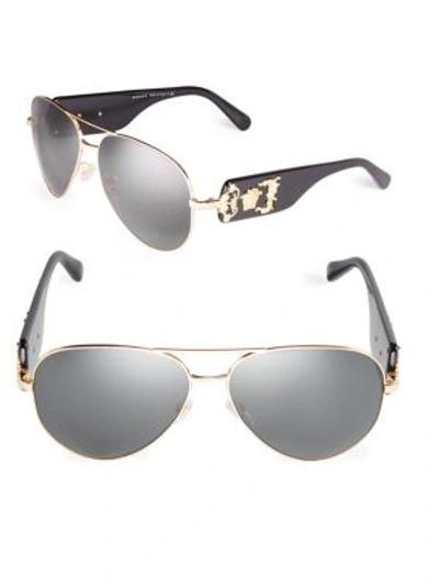 Versace 62mm Aviator Sunglasses In Gold Black