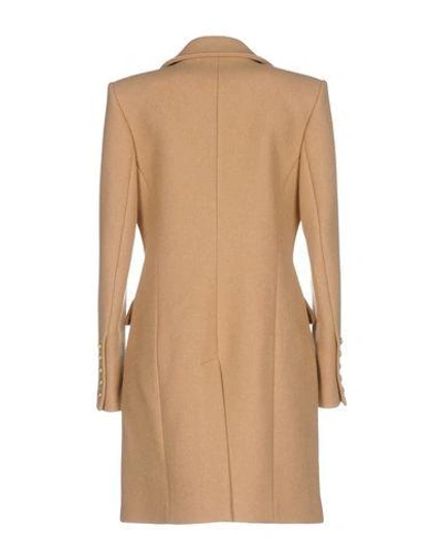 Shop Balmain Coats In Sand