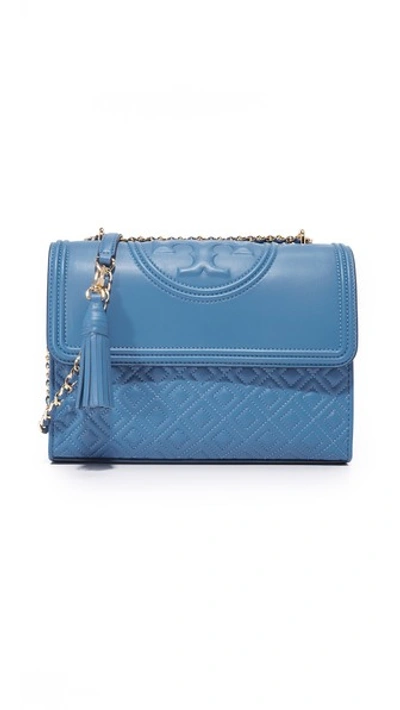 Tory Burch Fleming Convertible Cross Body In Blue Lotus