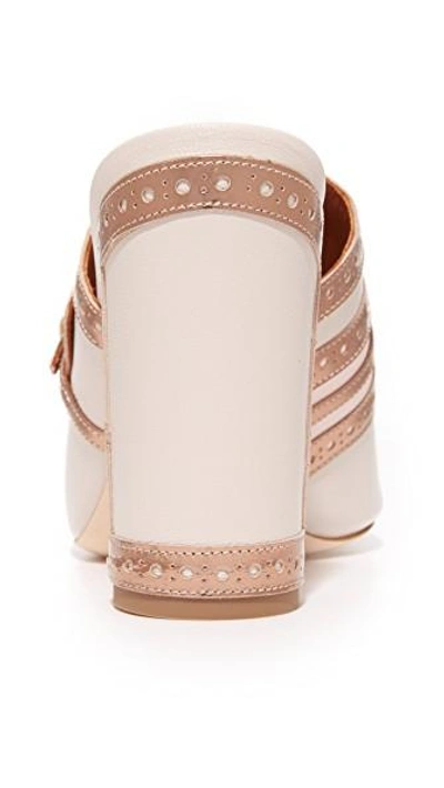 Shop Malone Souliers Mabel Peep Toe Mules In Light Grey/pink/rose Gold