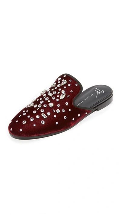 Shop Giuseppe Zanotti Letizia Mules In Burgundy