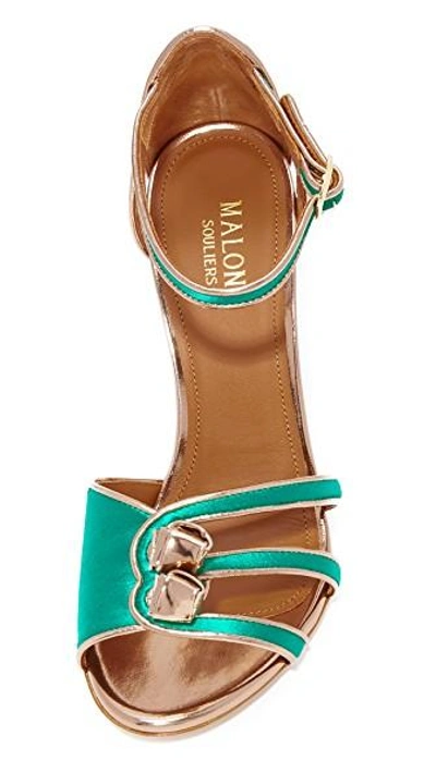 Shop Malone Souliers Eunice Sandals In Emerald/rose Gold