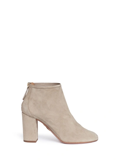 Aquazzura Downtown 85 Suede Heeled Ankle Boots In Grey