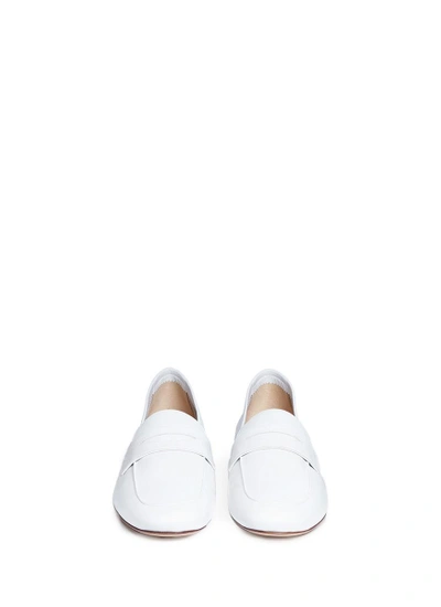 Shop Mansur Gavriel 'classic' Calfskin Leather Penny Loafers In White