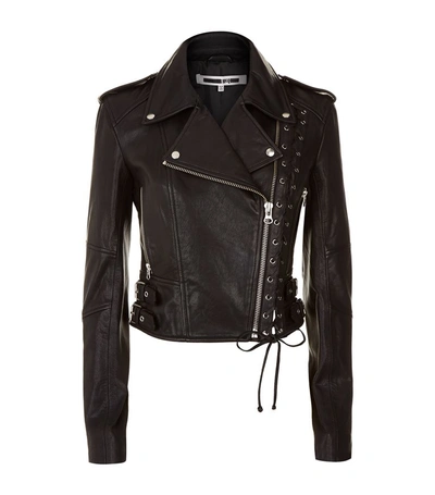 Mcq By Alexander Mcqueen Eyelet Leather Biker Jacket In Black