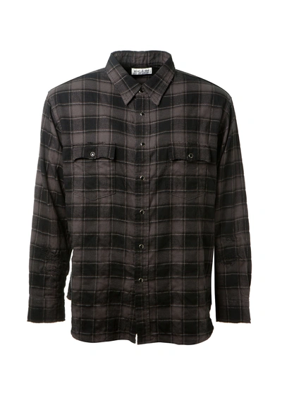 Saint Laurent Black And Grey Checked Western Shirt
