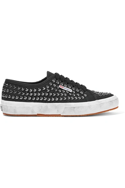 Superga Distressed Studded Canvas Sneakers