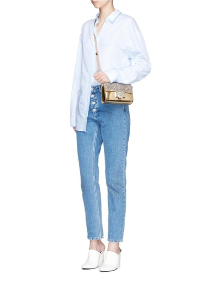 Shop Jimmy Choo 'rebel Soft Mini' Glitter Flap Mirror Leather Crossbody Bag